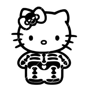 Skeleton Hello Kitty Permanent Vinyl Decal Car Mug Cup 4”